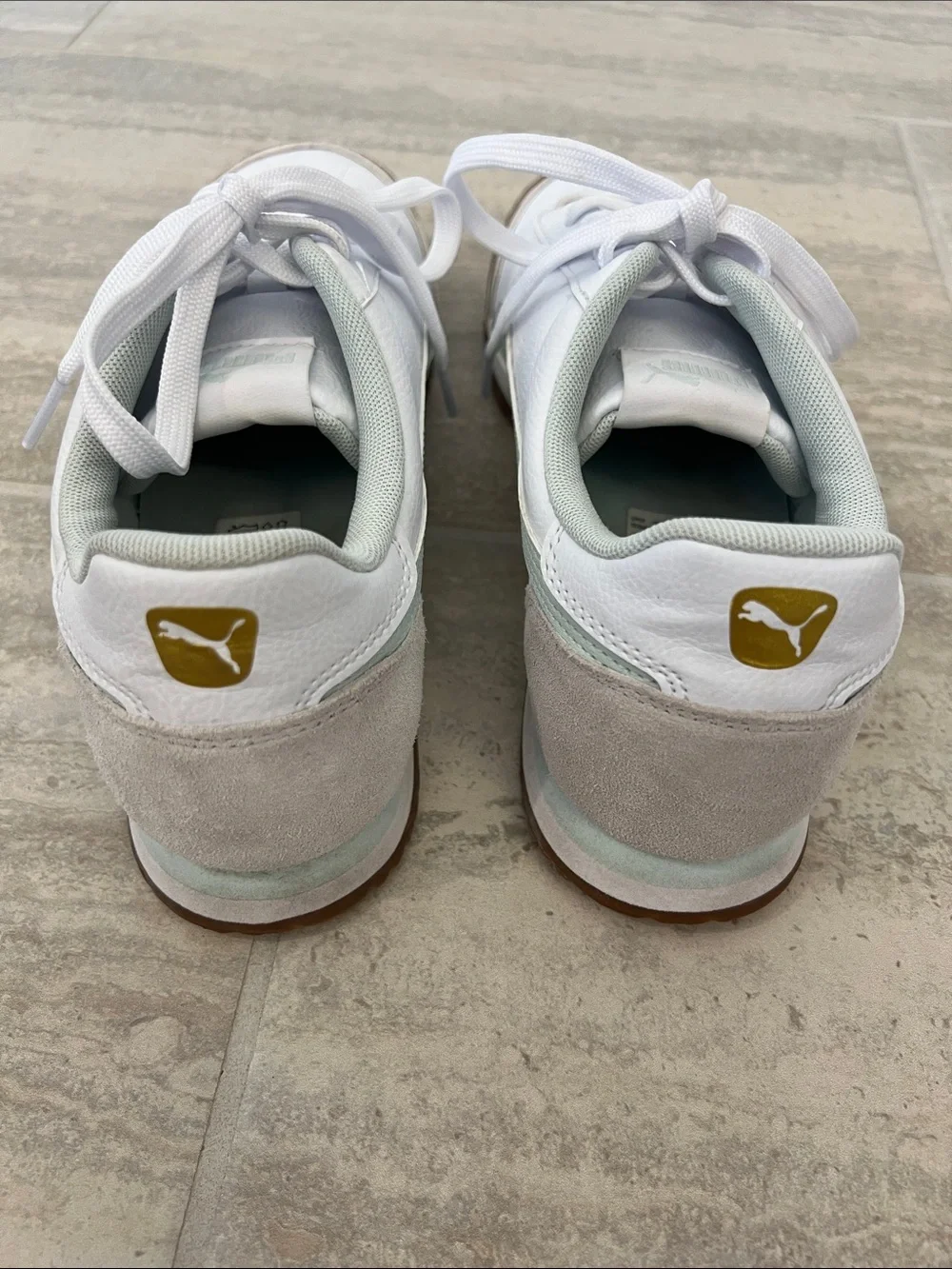Puma Women’s White Sneakers with Light Green Accents